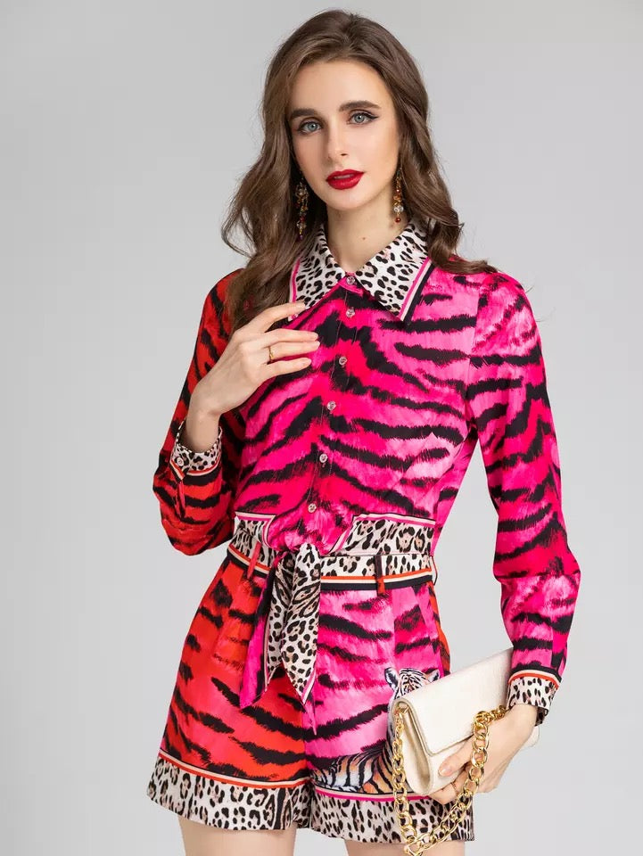 Tiger On Watch Two Piece Set Comino Couture