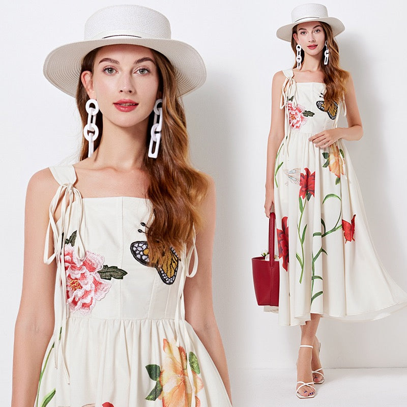 Queens garden floaty midi dress