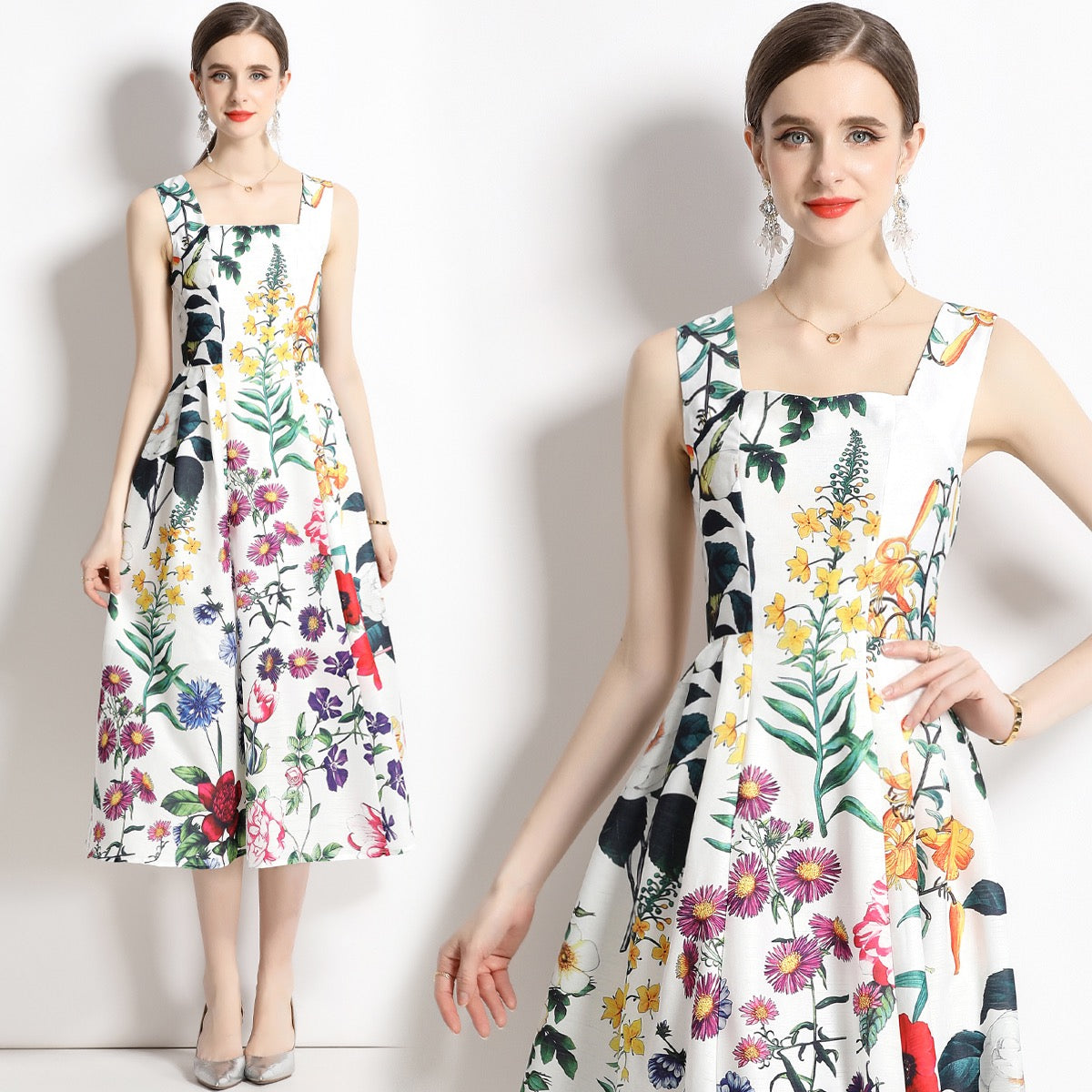 Peaceful plants midi dress