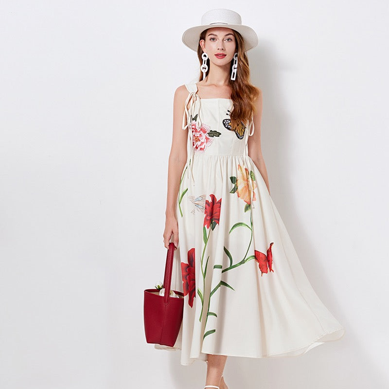 Queens garden floaty midi dress