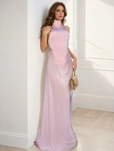 Load image into Gallery viewer, *NEW Baby Pink Satin Gauze with High Collar A line Dress