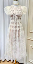 Load image into Gallery viewer, Flower Heavy Embroidery Lace Midi Dress - comes in yellow and white