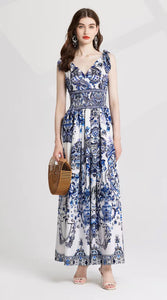 Blue Tile Maxi Dress