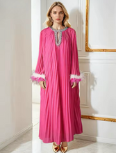 Load image into Gallery viewer, * NEW Diamanté Pink Batwing Maxi Dress