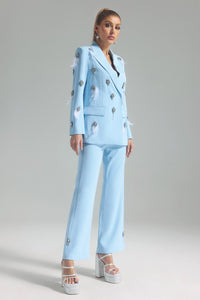 Diamonds Feather Lapel Flare Trousers Suit