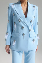 Load image into Gallery viewer, Diamonds Feather Lapel Flare Trousers Suit