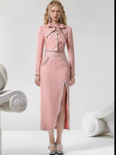 Load image into Gallery viewer, Premium Pink Bow Jacket &amp; High Split Maxi Skirt