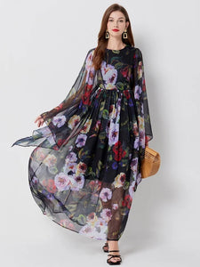 Silk Chiffon Maxi Robe Dress - comes in two colours