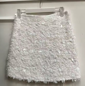 *NEW Winter Wonderland White Sequin Mini Skirt