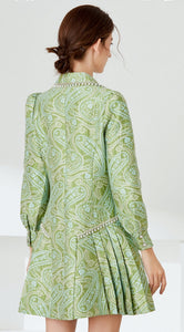 Pea green with pearl dress