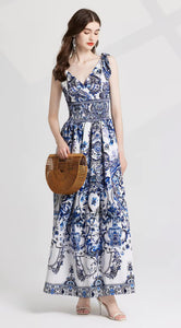 Blue Tile Maxi Dress