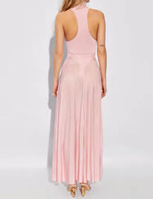 Load image into Gallery viewer, *NEW Baby Pink Satin Gauze with High Collar A line Dress