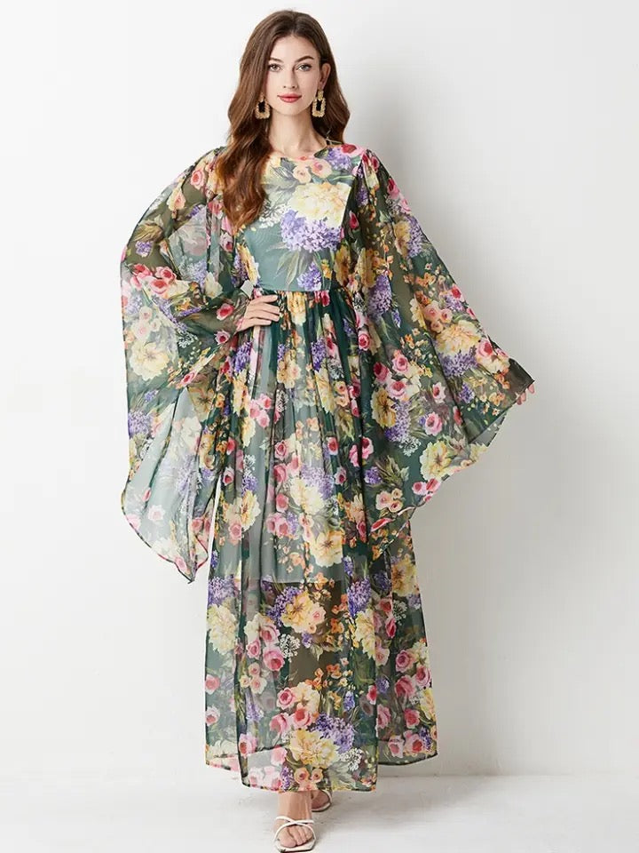 Silk Chiffon Maxi Robe Dress - comes in two colours