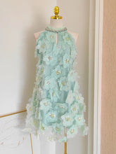 Load image into Gallery viewer, Minty 3D Mesh Flowers, Beads, Rhinestones &amp; Sequined Mini Dress with Belt