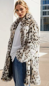 Premium Leopard Print Faux Faux Coat