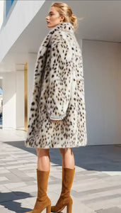 Premium Leopard Print Faux Faux Coat