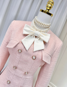 Princess Cute Sweet Tweed Dress with Detachable Bow