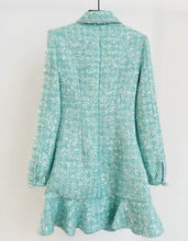 Load image into Gallery viewer, Sparkling Turquoise Tweed Mini Dress