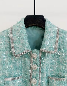 Sparkling Turquoise Tweed Mini Dress