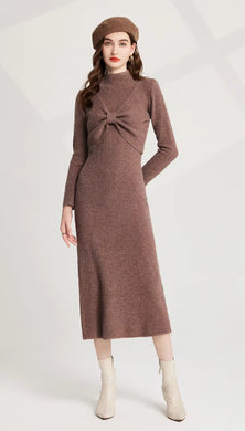 Knitted Criss-Cross Bow Pullover & Midi Dress - comes in three colours