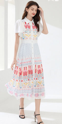 Tulip & flowers patterned maxi dress