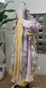Heavenly Pastel Oversized Ruffle Backless Maxi Dress