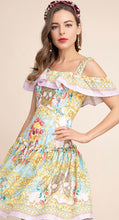 Load image into Gallery viewer, Skull with decorative flower off shoulder dress