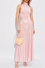 Load image into Gallery viewer, *NEW Baby Pink Satin Gauze with High Collar A line Dress