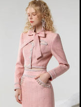 Load image into Gallery viewer, Premium Pink Bow Jacket &amp; High Split Maxi Skirt