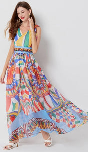 * NEW SS25 Chiffon Maxi Robe Dress - comes in multi colour & red