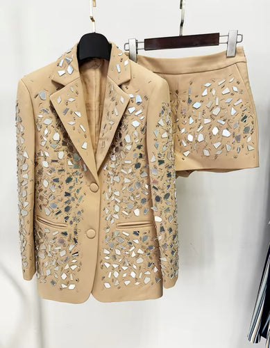 Stunning Beaded & Mirrored Blazer & Shorts