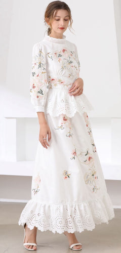 Heavenly Floral Embroidered Maxi Dress