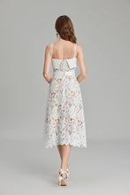 Load image into Gallery viewer, Snow White Lace Flower Embroidery Spaghetti Strap Dress