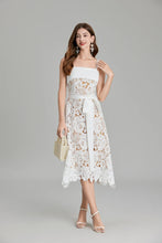 Load image into Gallery viewer, Snow White Lace Flower Embroidery Spaghetti Strap Dress