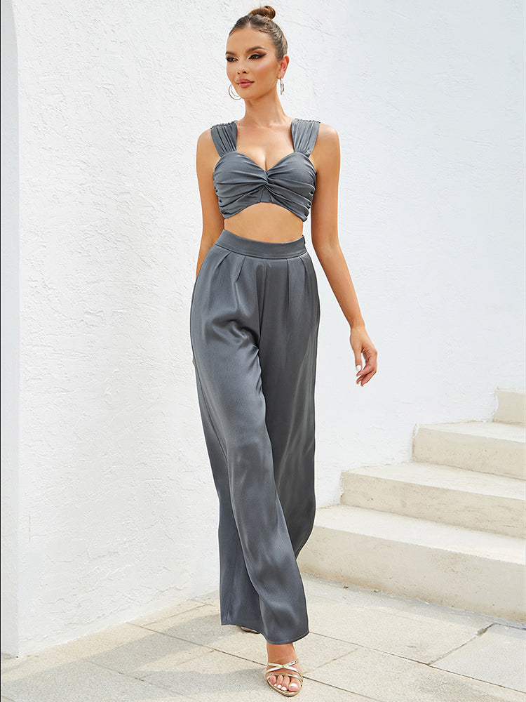 Grey best sale flare trousers