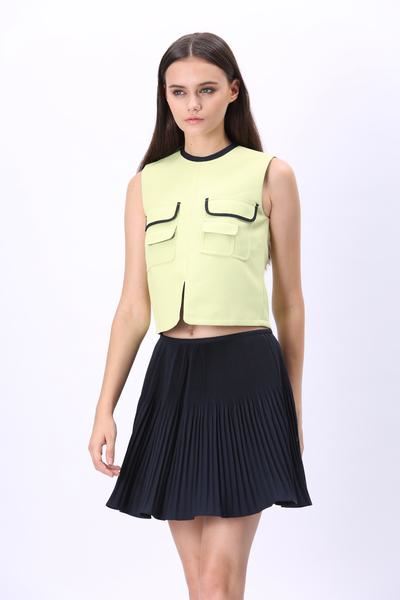 Comino Couture Lime Green Top & Navy Pleated Skirt *WAS £125*