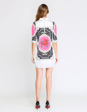 Load image into Gallery viewer, White collared shirt dress with Rose tiles