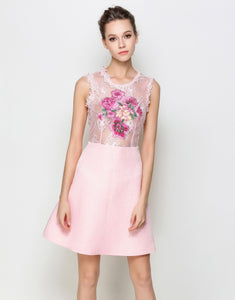 Comino Couture Pink Heavy Embroidered Dress