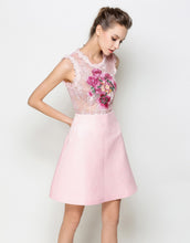 Load image into Gallery viewer, Comino Couture Pink Heavy Embroidered Dress