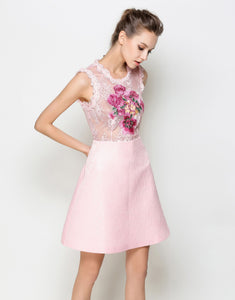 Comino Couture Pink Heavy Embroidered Dress