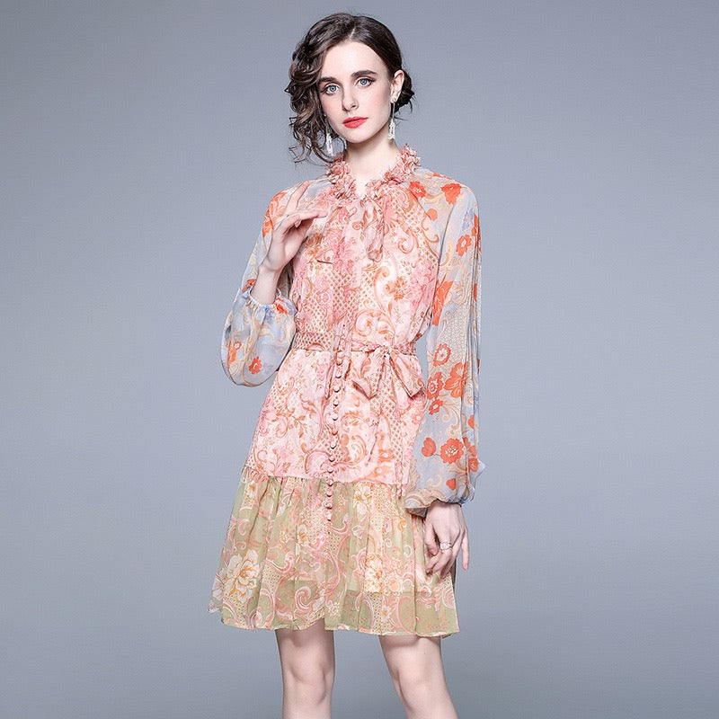 Orange floral energy mini dress