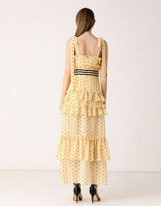 Mellow In Yellow Dotty Tiered Dress *WAS £145*
