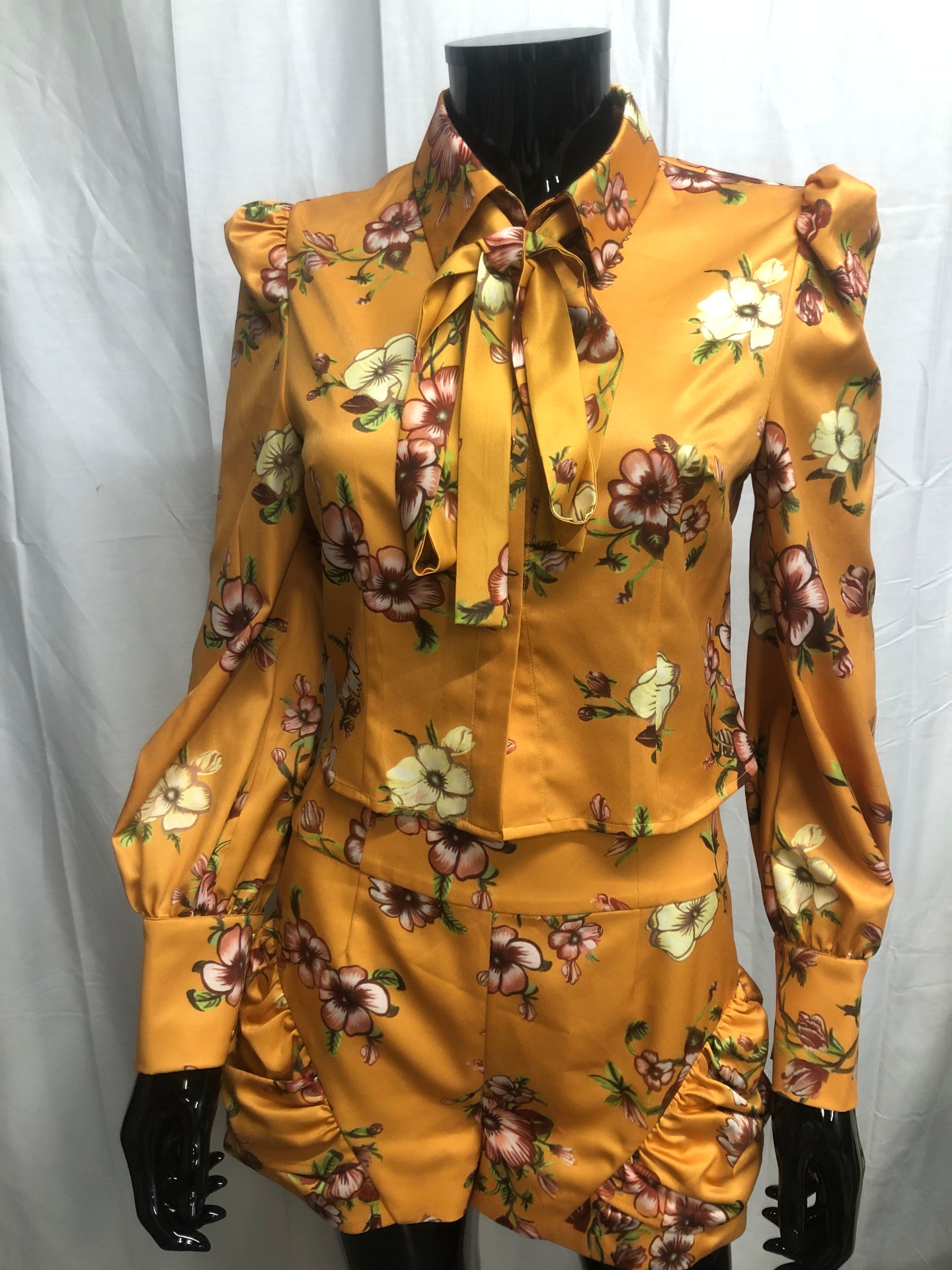 mustard yellow two piece set sample sale