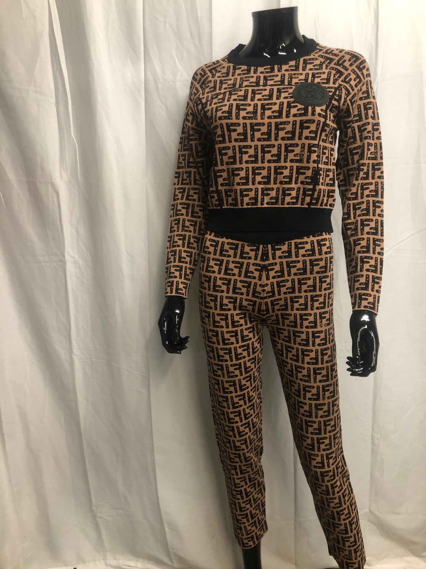 Brown F logo loungewear set sample sale