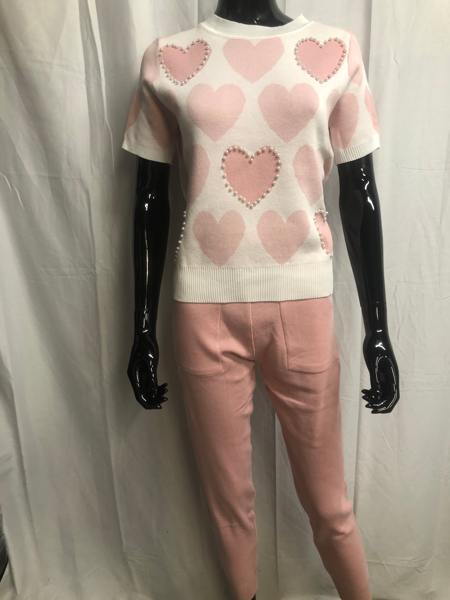 Pink heart loungewear set sample sale