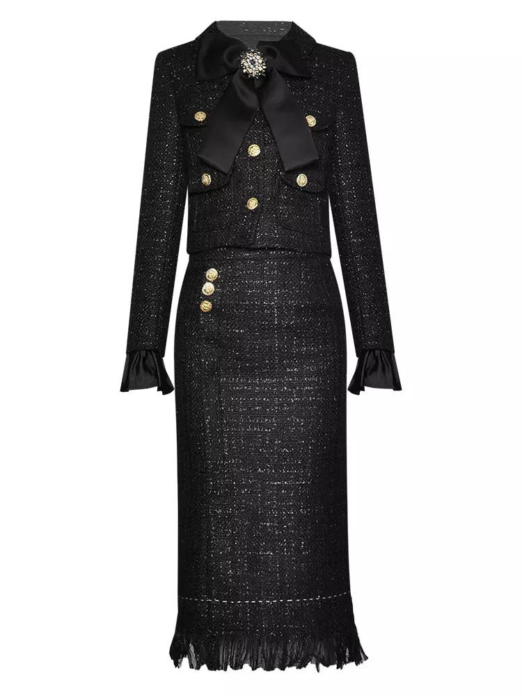 A bit of shimmer black tweed suit set