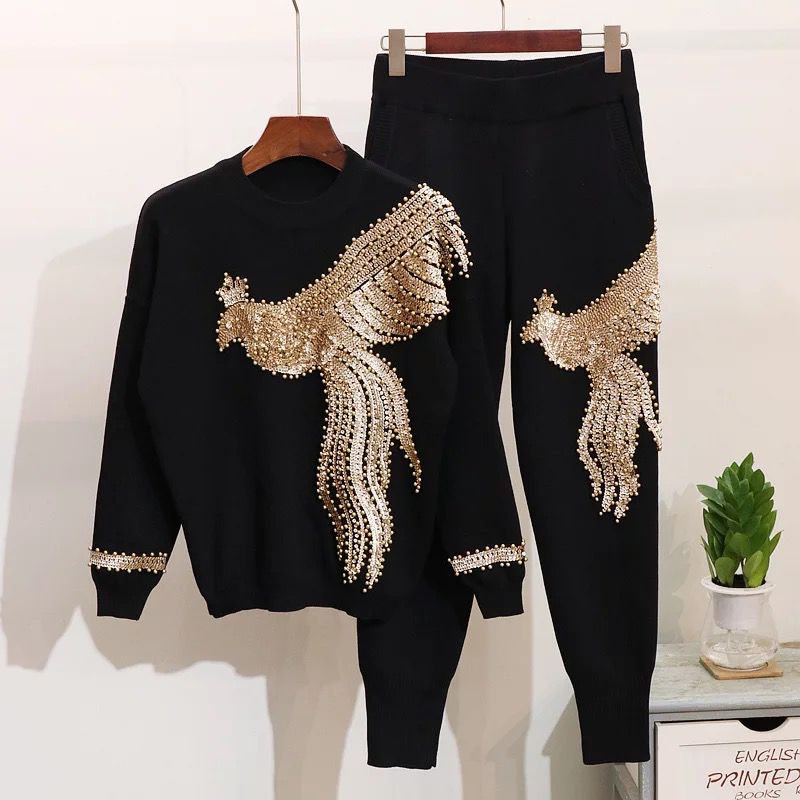 Gold Flying Phoenix knitted set