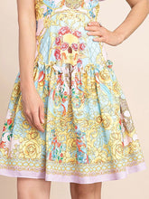 Load image into Gallery viewer, Skull with decorative flower off shoulder dress