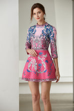 Load image into Gallery viewer, Pink Peacock Skater Dress