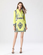 Load image into Gallery viewer, Fluorescent Yellow Blazer Dress